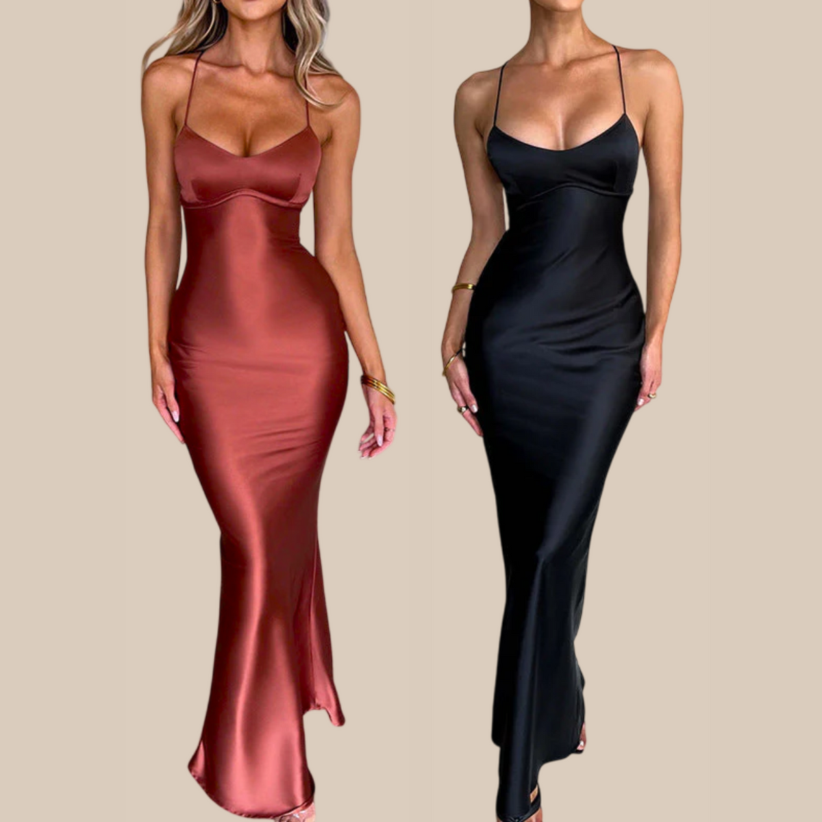 Anamorela Nude Luxe Satin Dress